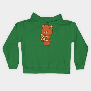 Cute Bear Holding Honey Cartoon Kids Hoodie